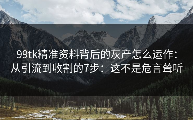 99tk精准资料背后的灰产怎么运作：从引流到收割的7步：这不是危言耸听