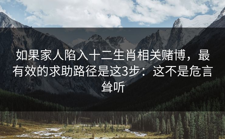 如果家人陷入十二生肖相关赌博，最有效的求助路径是这3步：这不是危言耸听