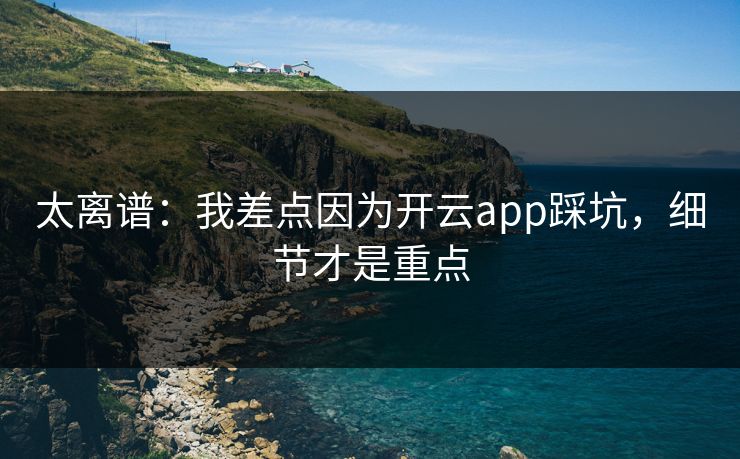 太离谱：我差点因为开云app踩坑，细节才是重点
