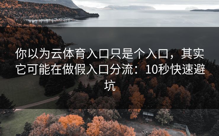你以为云体育入口只是个入口，其实它可能在做假入口分流：10秒快速避坑